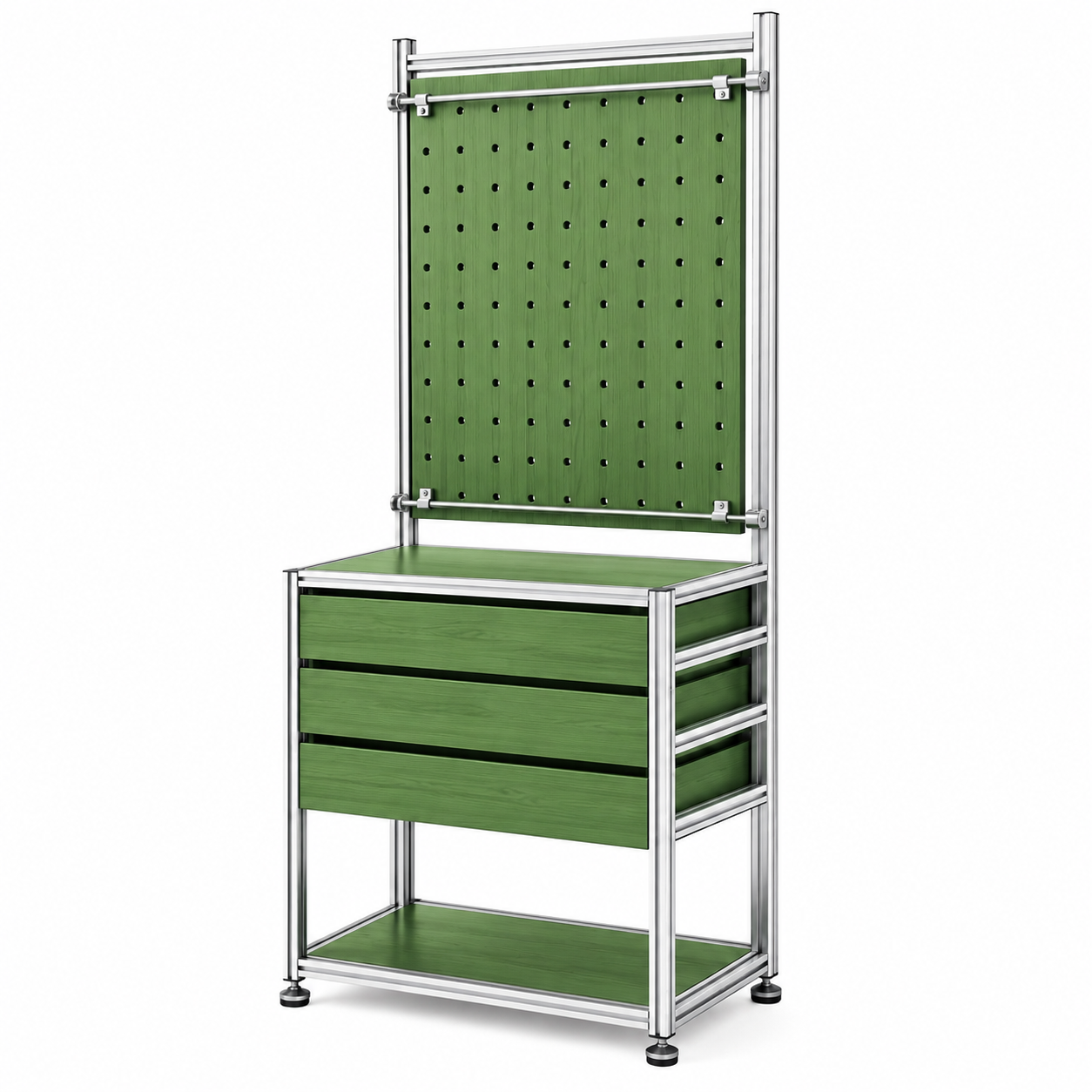 Green Wood-Grain and Silver Aluminum Frame Combined Display Cabinet 800L x 450W x 2000H MDS121147