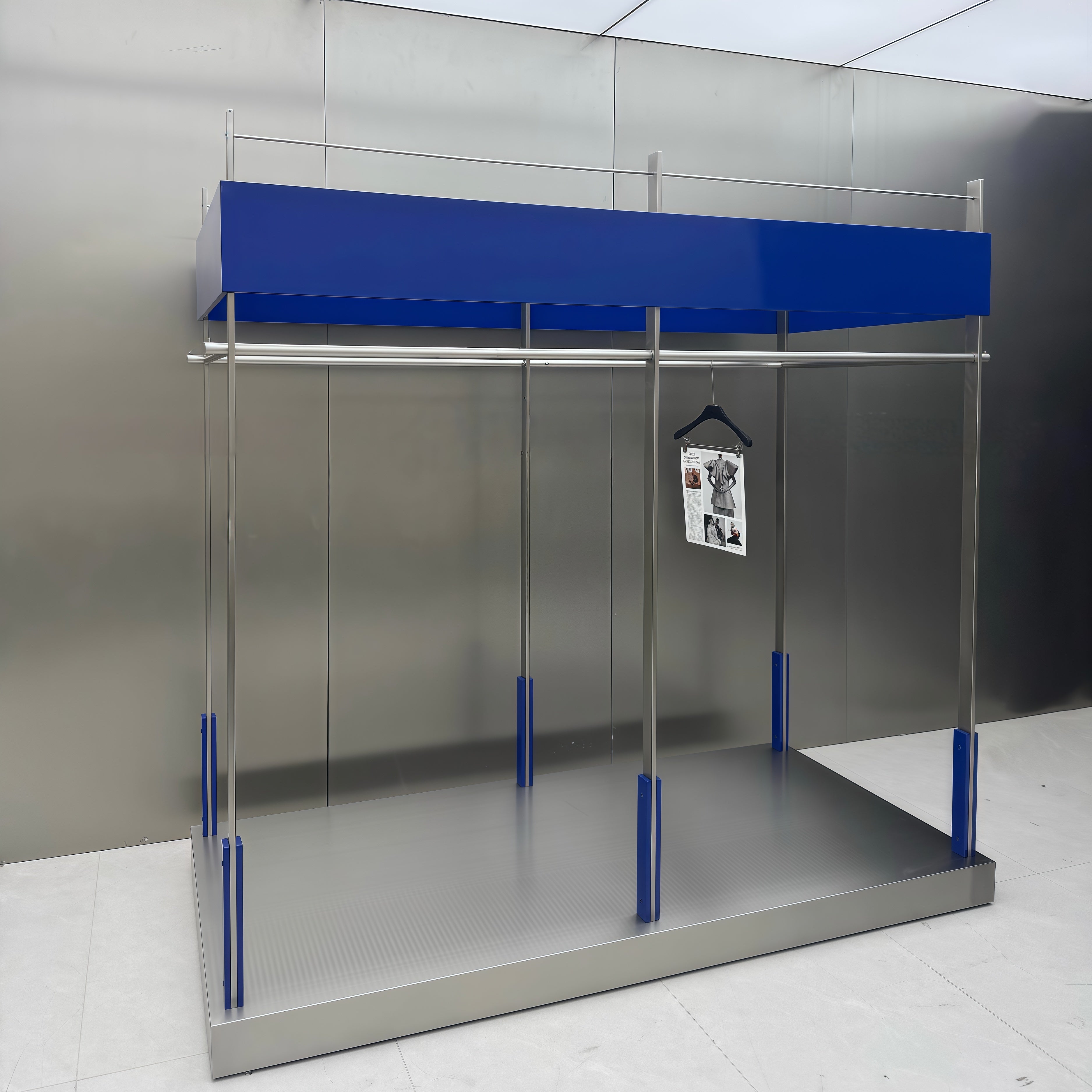 Minimalist Metal Display Rack with Klein Blue Accent 2400L x 1200W x 2200H CR102416