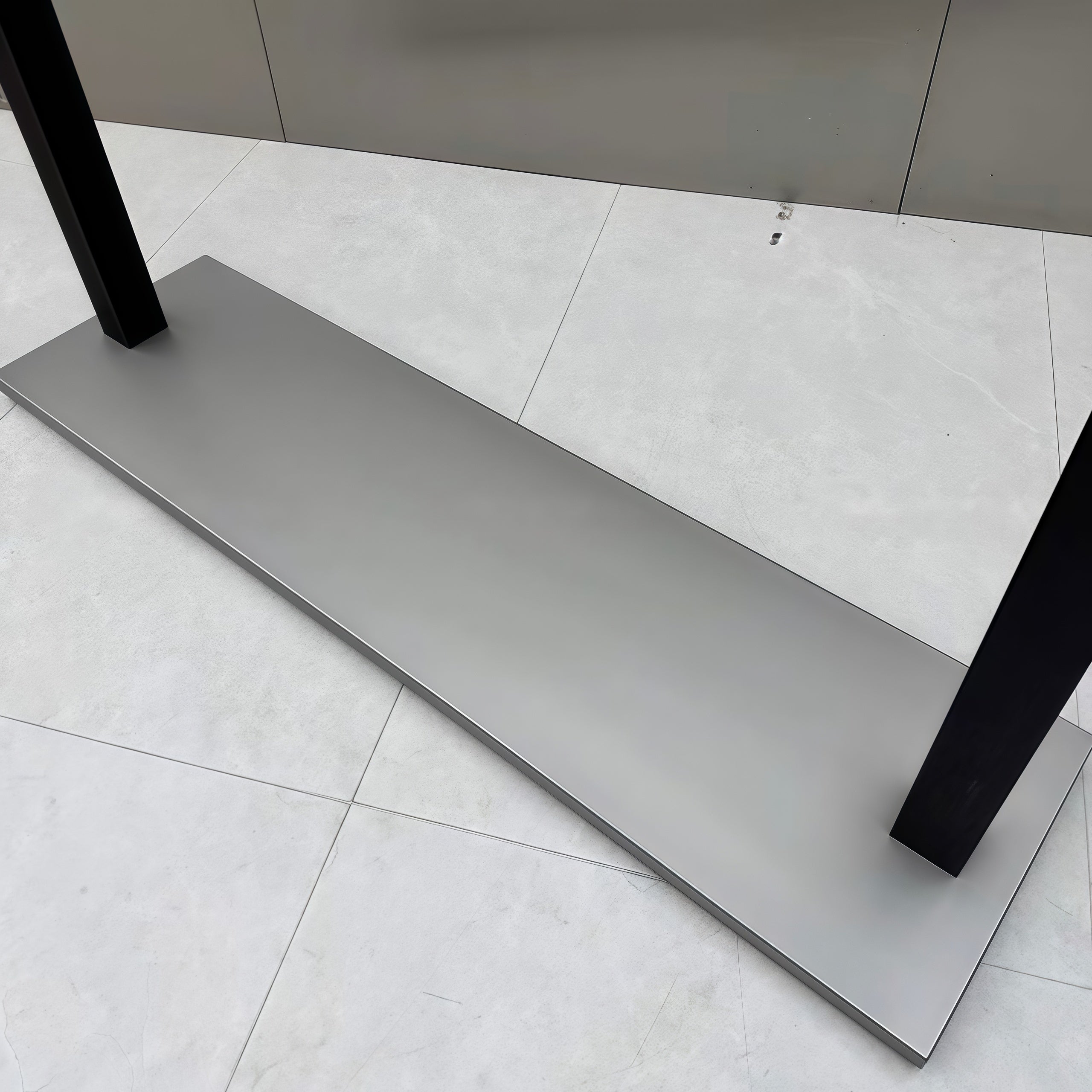 Brushed Stainless Steel Clothing Display Rack with Glaze-Sealed Finish 1500L x 400W x 1700H CR100842