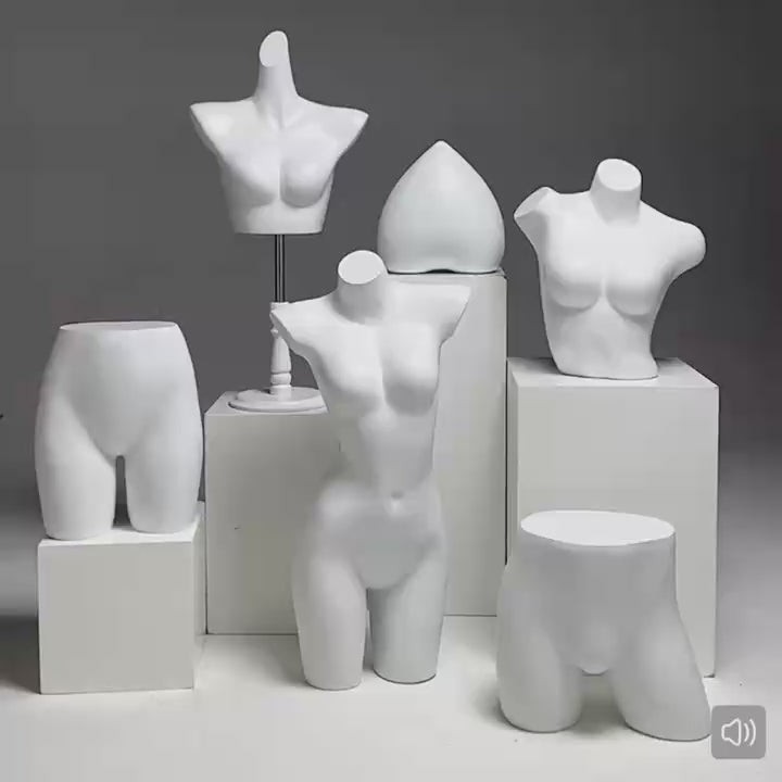 Skin-tone Female Bust Display Torso in Silver Base FM100104 - Female Mannequin
